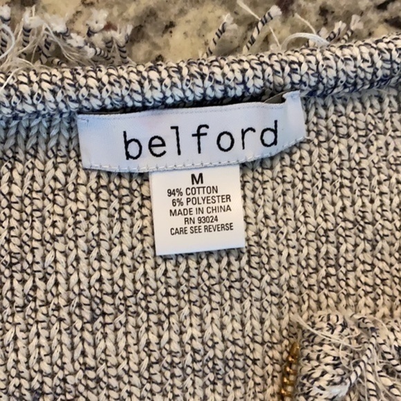 Belford beige blue knit zipper fringe sweater jacket - Picture 13 of 13